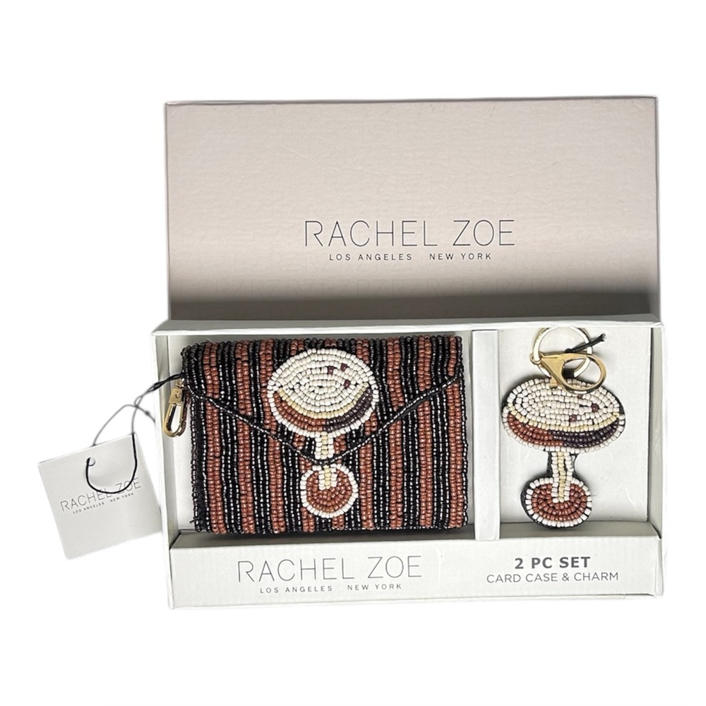 Rachel Zoe Espresso Martini Beaded Card Holder and Charm key Ring Set